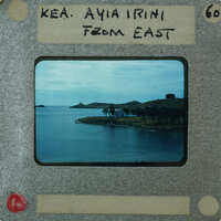 Picture of a landscape with water and land, framed by an old-fashioned film strip border.