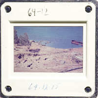 Photograph of a coastal landscape with trees and water.