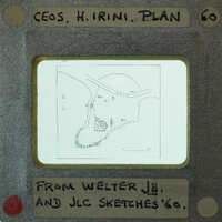 Ink drawing of plan of Ayia Irini with coastline.