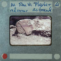 A vintage film strip with a label and an image of a rock formation.
