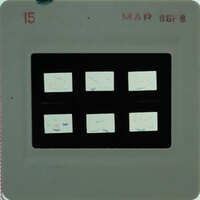 A slide of multiple slides of painted wall plaster fragments