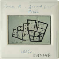 Ground floor plan of a building labeled "House A - Ground Floor Plan" with handwritten notes and measurements.