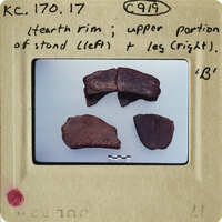 A collection of dark potsherds.