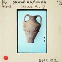 Ancient Greek amphora on display.