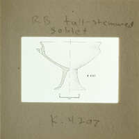 Diagram of an object with annotations, including measurements and a label "RB tall-stemmed sobule".