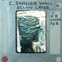 Excavated stone walls.