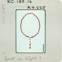 A bead necklace with a tassel.