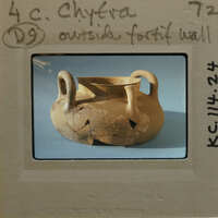 Reassembled pot profile of Chytia type showing handles and spout.