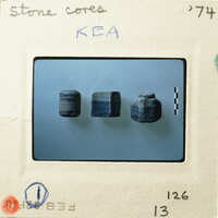 Four stone cores on a white background with labels and numbers.