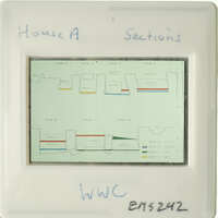 Old photograph with handwritten labels, possibly showing sections of a building or similar structure.