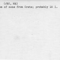 Index card with typed and handwritten information, sometimes including a sketch, of pottery from an excavation.