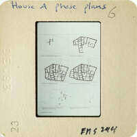 A diagram illustrating different phases of house construction on an old slide.