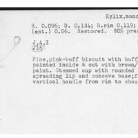 Index card with typed and handwritten information, sometimes including a sketch, of pottery from an excavation.