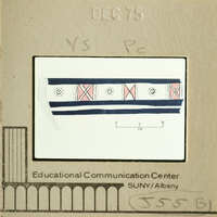 Illustration of a banner with red and blue stripes, featuring crossed swords and stars, on an educational center document.