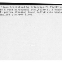 Index card with typed and handwritten information, sometimes including a sketch, of pottery from an excavation.
