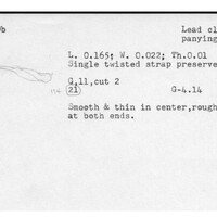 Index card with typed and handwritten information, sometimes including a sketch, of pottery from an excavation.