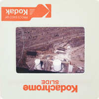 Aerial photograph of possible agricultural silos.