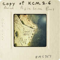 Aerial photograph of ruins by water, labeled with "Copy of KCM.2.6" and location.