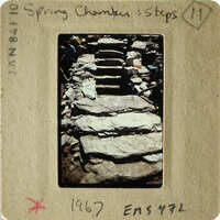 Old photograph of stone steps, possibly from an archaeological site.