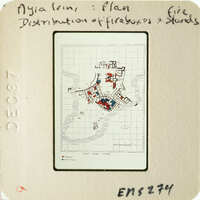 Map showing distribution of fire-resistant structures and waterways.