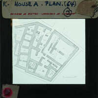 Black and white map of a complex with labeled rooms and pathways.