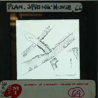 Inked drawing showing steps to spring house in Ayia Irini.