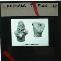 Two ancient stone figurines on a white background with labels indicating they are from Kepala.