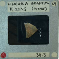 A slide displaying a small object, possibly an artifact, with annotations and measurements indicating it's being analyzed.