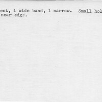 Index card with typed and handwritten information, sometimes including a sketch, of pottery from an excavation.