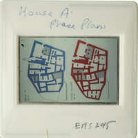 Two maps with different colored areas, possibly representing phase plans for a house.