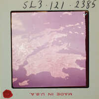 Aerial view of landmasses.