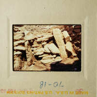 Two photos depicting ancient stone ruins, possibly in a desert-like environment.