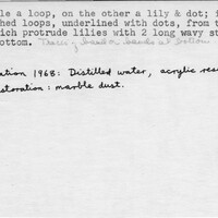 Index card with typed and handwritten information, sometimes including a sketch, of pottery from an excavation.