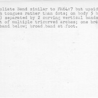 Index card with typed and handwritten information, sometimes including a sketch, of pottery from an excavation.