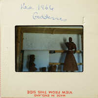 Ancient clay figurines on display.