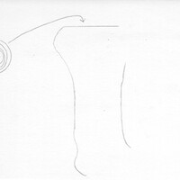 Index card with typed and handwritten information, sometimes including a sketch, of pottery from an excavation.