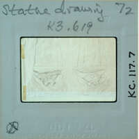 Slide of field drawing in pencil of terracotta statue.