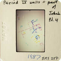 Colorful abstract art on a piece of paper with handwritten notes and numbers.