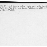 Index card with typed and handwritten information, sometimes including a sketch, of pottery from an excavation.